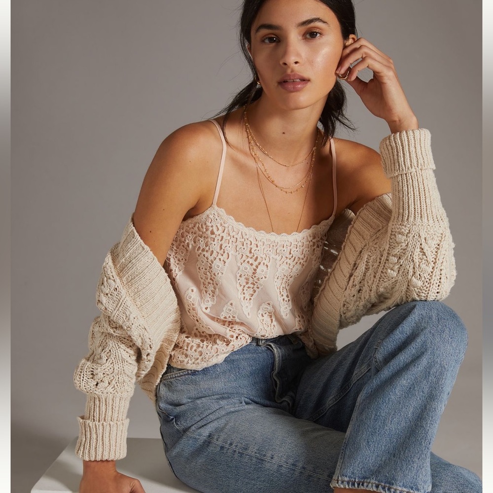 Anthropologie Anne Lace Cami - Soft Pink, NWT Size XL